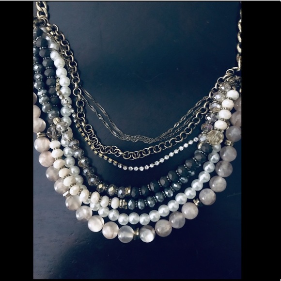 Pewter & Blush Layered Statement Necklace - Picture 2 of 4